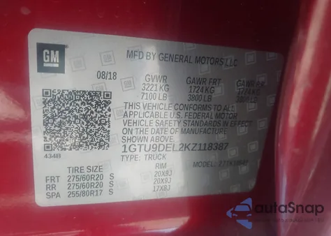 2019 GMC Sierra 1500 Slt from USA, damaged, VIN 1GTU9DEL2KZ118387